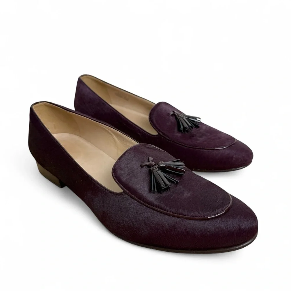 J. Crew Biella Tassel Loafers Deep Aubergine Sz 9